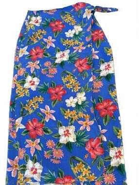 Vintage Casual Corner Silk Floral Wrap Skirt